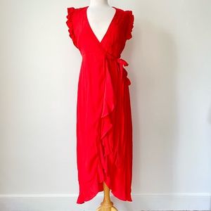 Express Wrap Maxi Dress- Salmon color